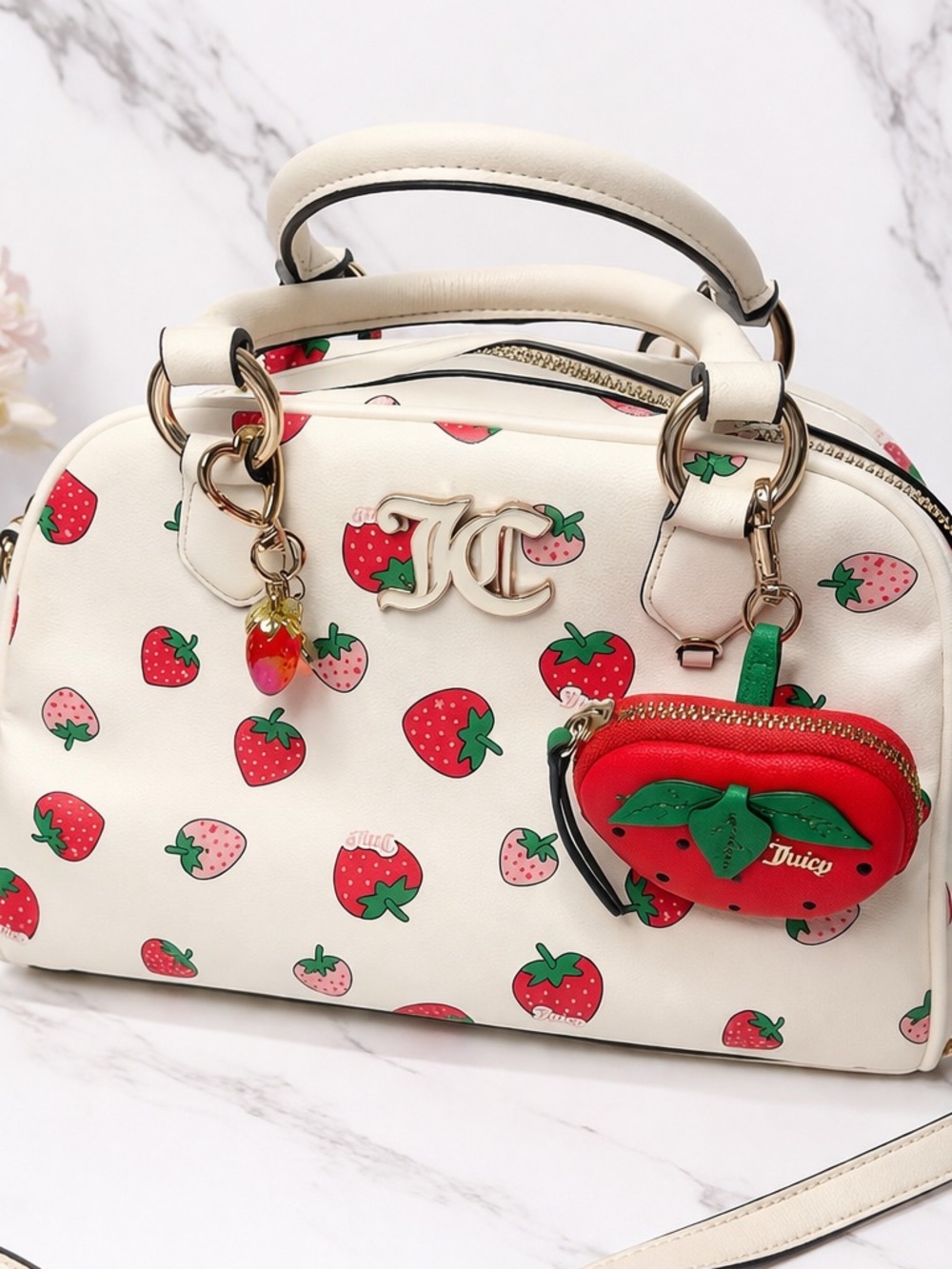Juicy Couture Strawberry Print Bag Satchel Crossbody Y2K Charm